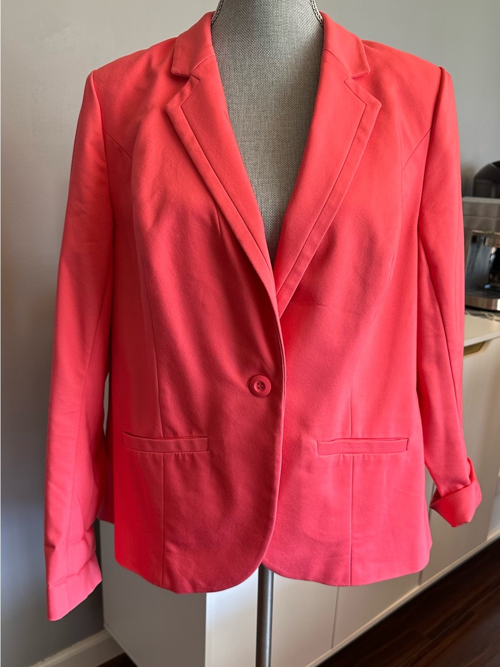 Lane Bryant Coral Pink Single Button Blazer Jacket Size 16